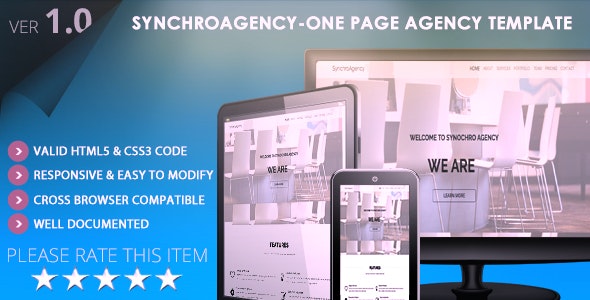 SynchroAgency One Page Agency & Portfolio Template